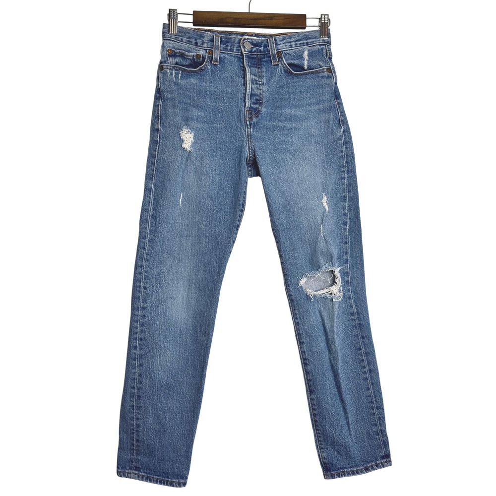 Levis Big E Wedgie Jeans Women's Size 26 Ripped Distressed‎ Denim High Rise